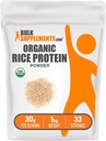 BulkSupplements.com 유기 쌀 단백질 분말 - Vegan 식물 단백질, 불연 - Vegan & Gluten 무료, 서빙 당 30g, 1kg (2.2 파운드) (팩 1)