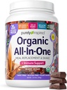 순수하게 영감을 얻은 All-in-One Vegan Protein Powder for Men & Women, Decadent Chocolate (14 서빙) - Shakes & Smoothies 용 식물 기반 유기 단백질 분말 - 글루텐 무료 영양 식사 교체