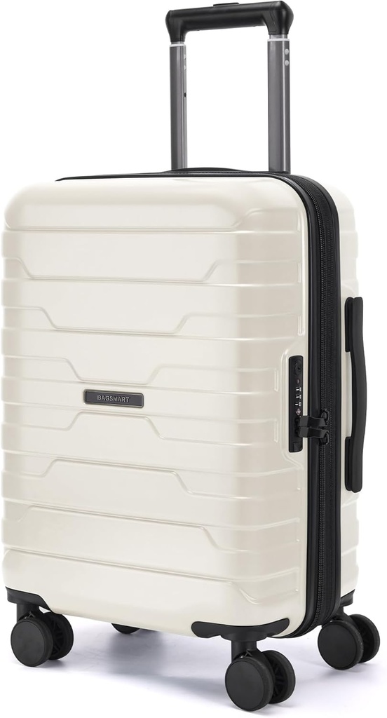 BAGSMART는 수화물 22x14x9 항공선에 TSA 자물쇠를 가진 회전자 바퀴, 경량 20 인치 수화물, 폭발할 수 있는 단단한 포탄을 가진 경량 20 인치 수화물 남자 여자를 위한 여행 가방에, 백색 나르십시오