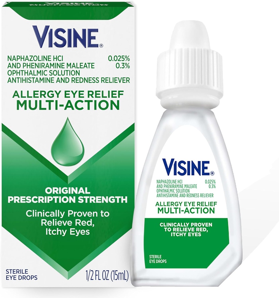 Visine 알레르기 눈 기복 다 활동 Antihistamine & 적색은 Pheniramine Maleate & Naphazoline HCl, 빨강, 가려운 눈, 0.5 fl. oz를 가진 눈 하락을 의지합니다