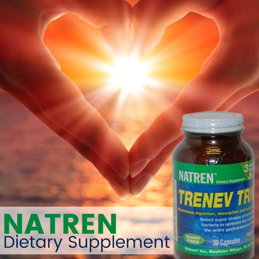 Biotherapy Natren Trenev Trio Probiotic 캡슐 - 3-in-One Dairy-Free Dietary Supplement - 건강한 Intestinal Flora, Aid Digestion & Absorption - 30 Billion CFU와 각각 30 캡슐