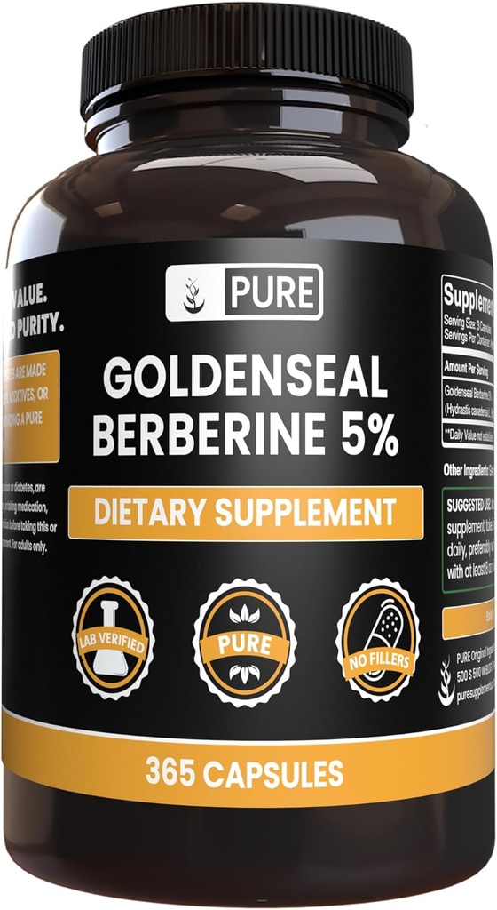 PURE ORIGINAL INGREDIENTS Goldenseal Berberine No 마그네슘 또는 쌀 필러, 항상 순수, 실험실 검증 (365 개)