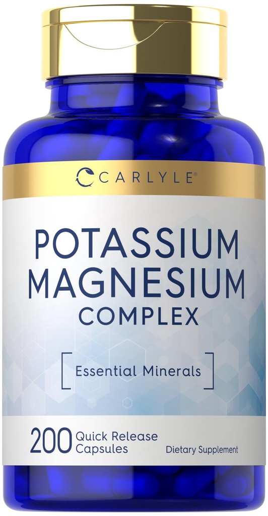 Carlyle Potassium 마그네슘 보충 | 200 개 | Non-GMO & 글루텐 Free Complex
