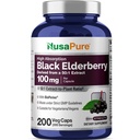 NusaPure 검정 Elderberry 50:1 추출물, Veggie 캡슐 당 5,000mg에 동등한 100 mg, 200 조사 (비 GMO, Bioperine) Sambucus 보충교재
