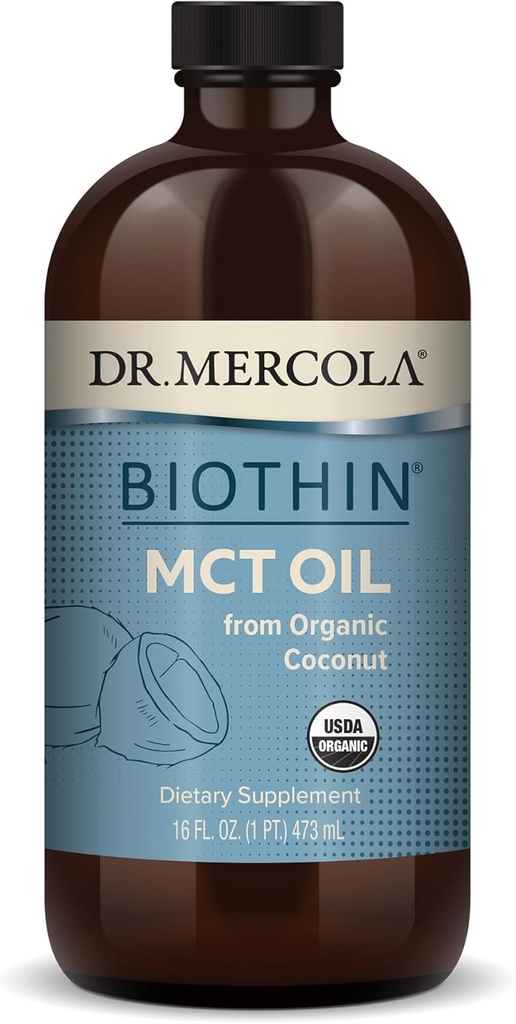 Mercola Biothin Organic MCT Oil 박사, 약 31 서빙 (16 Fl. Oz.), 비 GMO, 글루텐 무료, 콩 무료 및 USDA 유기