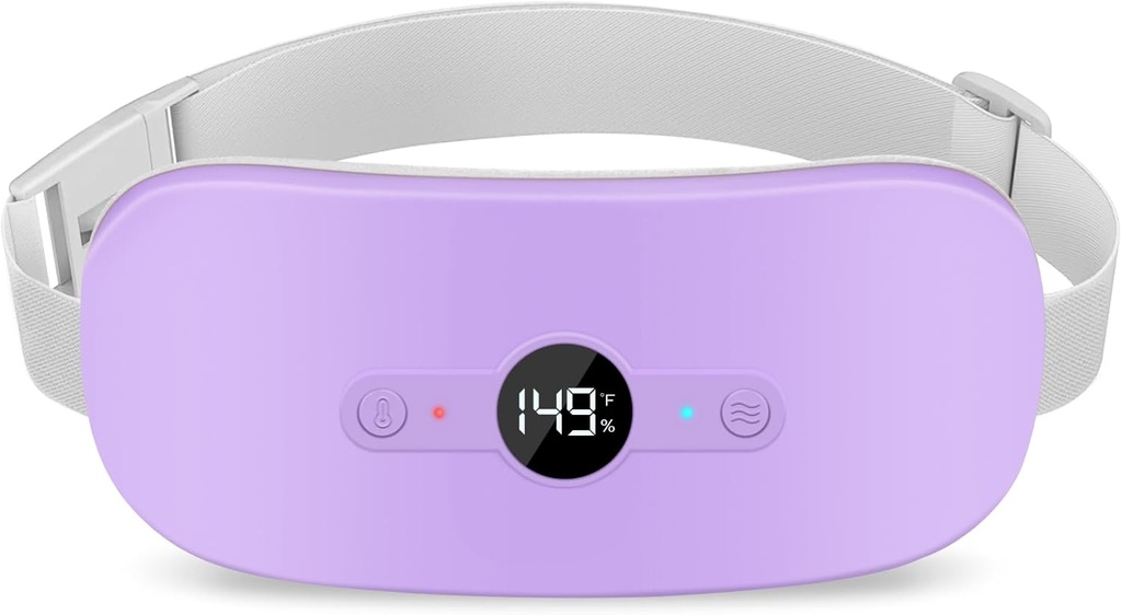 NOWWISH 난방 패드 기간 주름 통증 완화, 휴대용 전기 무선 Menstrual 난방 패드 충전 식 6 열 레벨 및 6 마사지 모드, 여성 청소년을위한 크리스마스 선물, 보라색