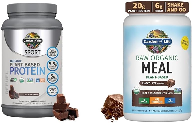 생활 유기 채식 스포츠 단백질 분말의 정원, 초콜렛 - Probiotics & Raw Organic Meal Replacement Shakes
