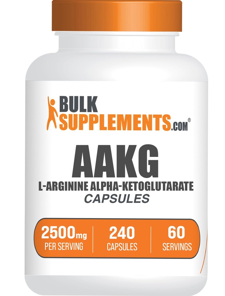 BulkSupplements.com AAKG 캡슐 - L-Arginine 보충, 니트로 산화물 보충 - 글루텐 무료, 서빙 당 4 캡슐, 240 개 (팩 1)