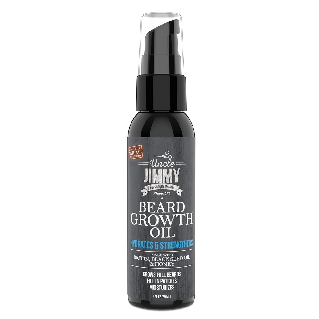 아저씨 Jimmy Beard Growth Oil with Biotin | 자연적인 Beard Care for thicker, Fuller Healthier Beard | Grooming의 남성 얼굴 트리트먼트 | 두께와 볼륨 2 Fl Oz 증가