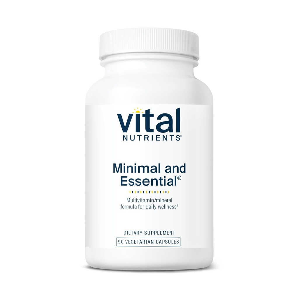 Vital Nutrients Minimal and Essential Multivitamin | 채식 일 당 멀티 비타민, 미네랄, & 산화 보충교재 * | 철 무료 | 글루텐, 낙농장, 소이 무료 | 비 GMO | 90 캡슐