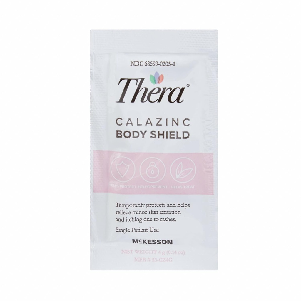 Thera Calazinc 바디 방패, 아연 크림 [144 패킷 총] - Eczema, Psoriasis, Diaper Rash에 대한 피부 장벽 연고 - 개인 패킷, 4 g 패킷