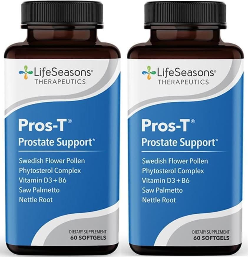 Pros-T - 전립선 지원 보충교재 - 톱 Palmetto, Phytosterol, 아연, Nettle, 비타민 D-3 & B6 - 건강한 전립선 기능 및 정상적인 우린 교류를 승진시킵니다 - 조직을 개량하십시오 - 60 Softgels (포장 2)