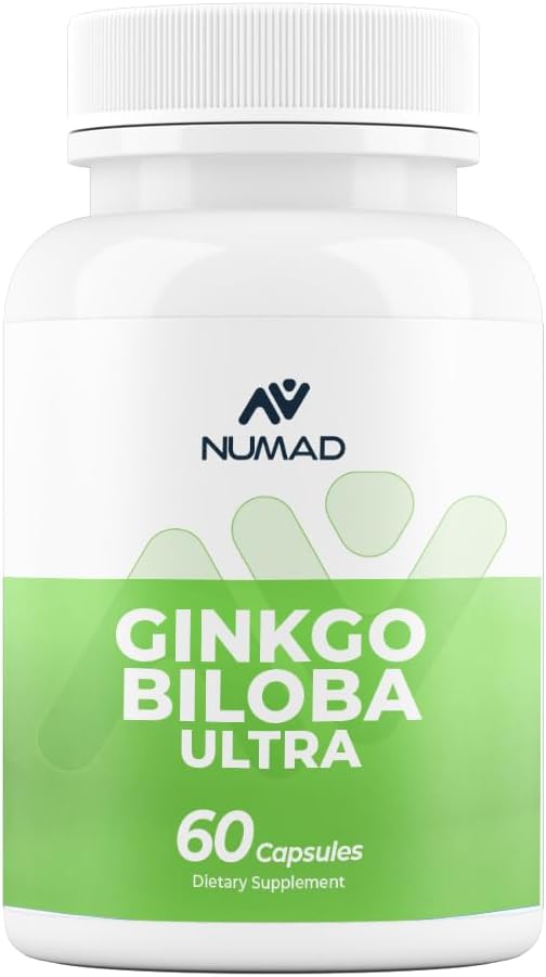 NUMAD Ginseng (600mg) + Ginkgo Biloba (120mg) 60 캡슐 추가 힘 Nootropics 두뇌 지원은 기억 & 초점을 위해 보충합니다