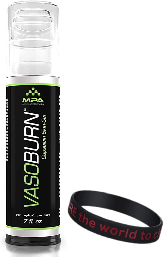 MPA Vasoburn Capsaicin 피부 젤 펌프 병, 표적 Stubborn 지역, Capsaicin 크림, yohimbine 크림, 동기 부여에 동기를 부여하고 (7 oz.)를 지원하는 Motivational 팔찌와 번들
