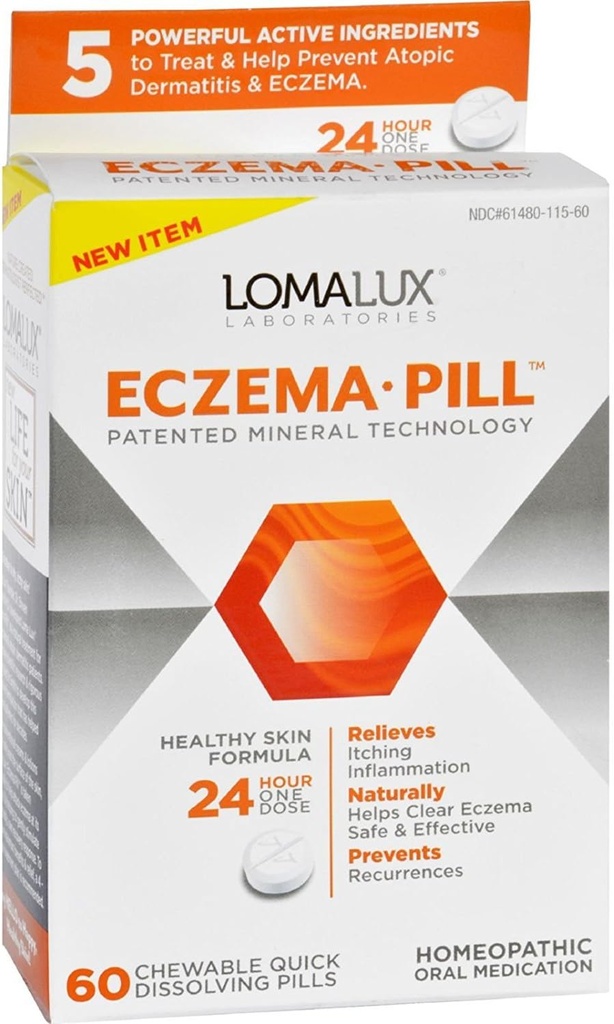 Loma Lux Laboratories Acne Eczema - Chewable - 빠른 용해 - 60 카운트 - 글루텐 무료 - Yeast Free-Wheat Free-