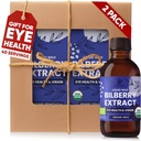 Granddaughter Wild Bilberry Extract의 할아버지 선물 USDA 유기농 알코올 무료 2x3.4oz Eyes High Bioavailability Liquid Extract 40 서빙을위한 액체 Bilberry 선물의 병