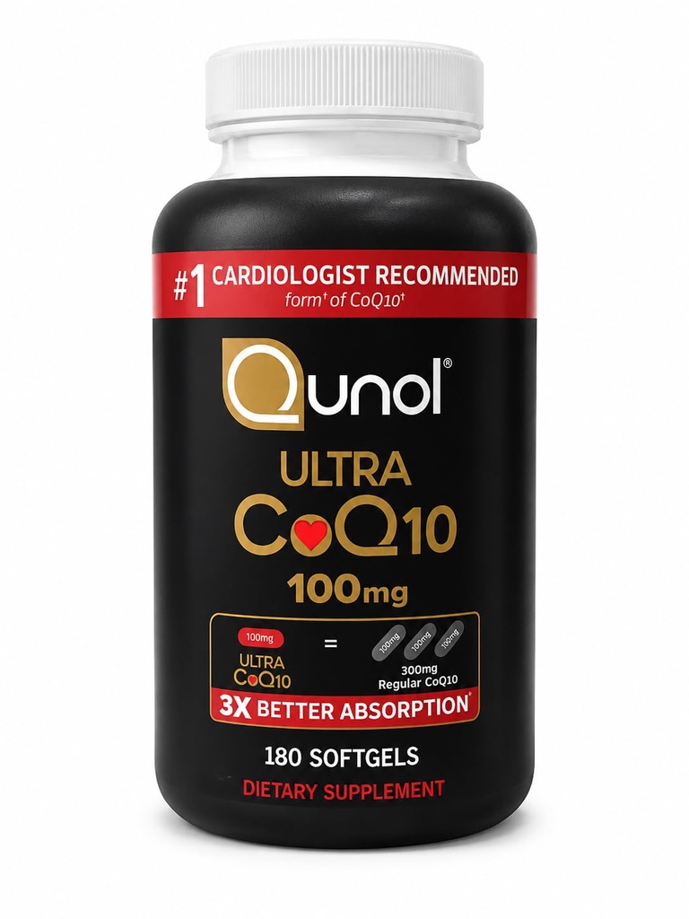 Qunol CoQ10 100mg Softgels Ultra 3X 더 나은 흡수 Coenzyme Q10 보충 교재 - 관과 심장 건강 & 에너지 생산을 위한 산화 보충교재 - 6 달 공급 - 180 조사