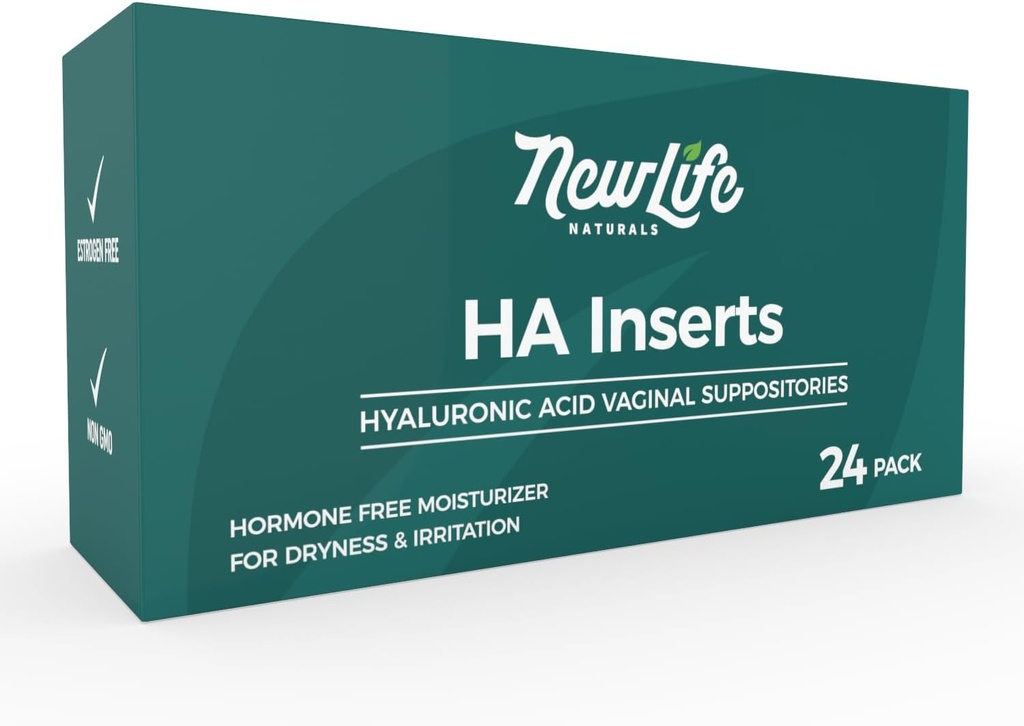 NewLife Naturals Hyaluronic 산 여성을 위한 질 좌약, 질 Moisturizer의 건조용 자극 Discomfort, Postpartum, Menopause 기복 & 지원, 24의 삽입, 2 달 공급