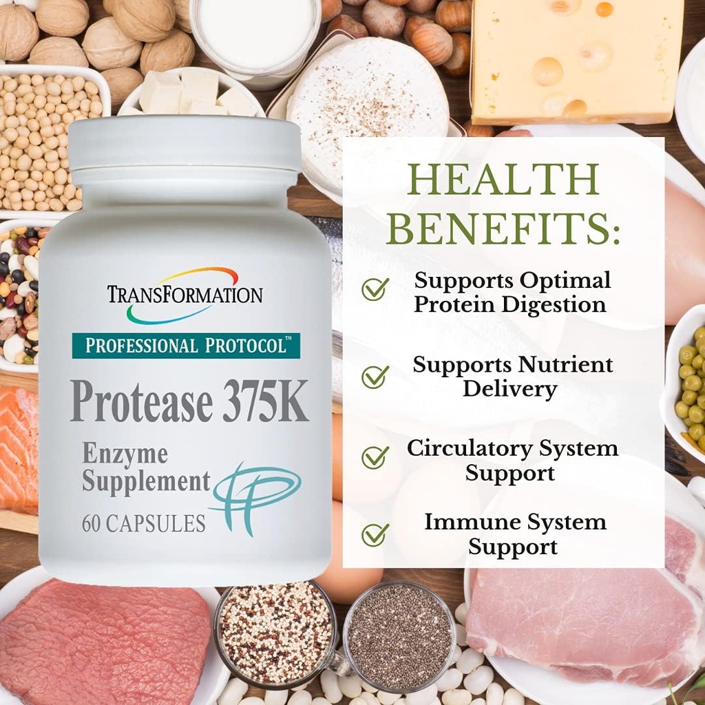 좋은 건강 Protease 375K 효소 혼합 보충교재, 단백질 흡수 & Gut 건강, 진보된 효소 지원, 비 GMO, 60의 캡슐을 위한 높 순수성 공식의 GENESIS를 전달하십시오