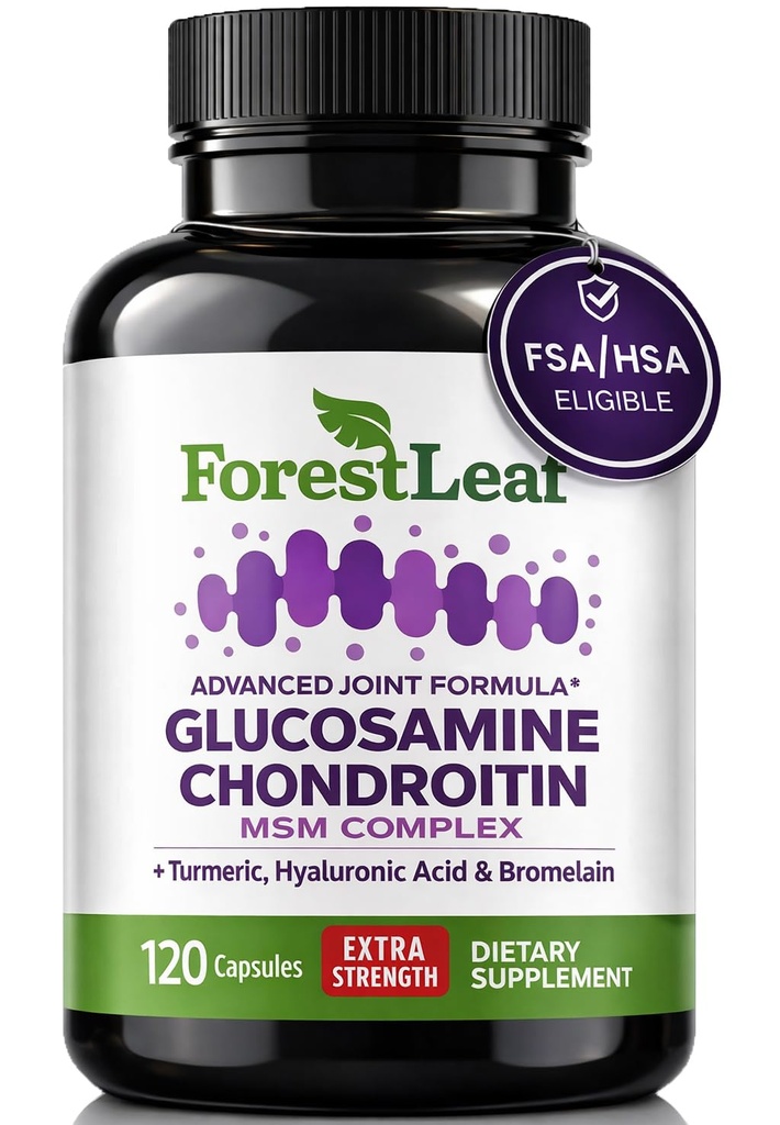 Glucosamine Chondroitin MSM Complex 보충교재 - 근육 융통성을 위한 여성 & 남자를 위한 3배 힘 1200mg 합동 지원 보충교재, Hyaluronic 산 및 Bromelain - 120의 모자