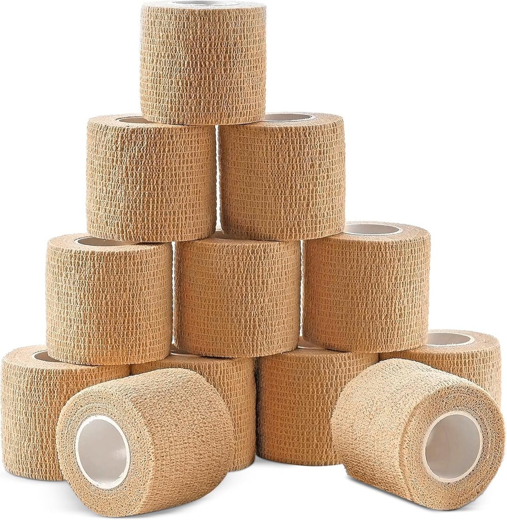 Ever Ready First Aid Self Adherent Cohesive Wrap Bandages, 2" x 5 첫 번째 원조, 스프레인, 붓기, 스포츠, 애완 동물, 탄 색상 - 12 개