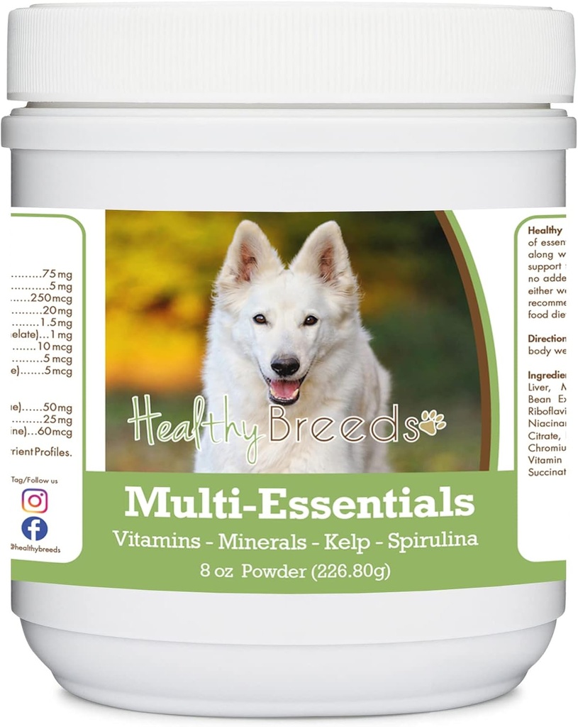 건강한 Breeds 독일 셰퍼드, 백색, 개를 위한 Multi-Essentials 분말 - 당신의 개를 위한 비타민, 무기물 & 산화 방지제의 이상적인 보충교재 - 8개 oz