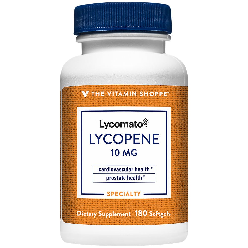 비타민 Shoppe Lycopene 10MG는 심장 혈관, 전립선 및 세포질 건강 (180 Softgels)를 지원하는 산화 방지제