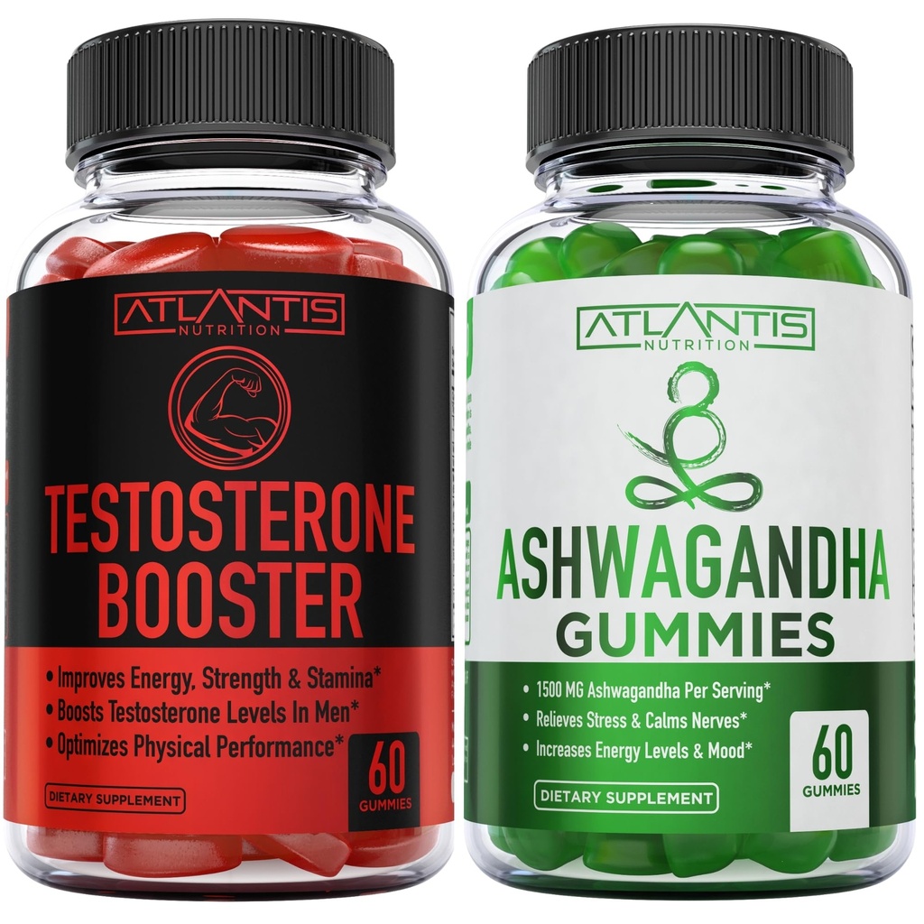 아틀란티스 영양 테스토스테론 부스터 2-Pack (120 Gummies) + Ashwagandha 60 Gummies