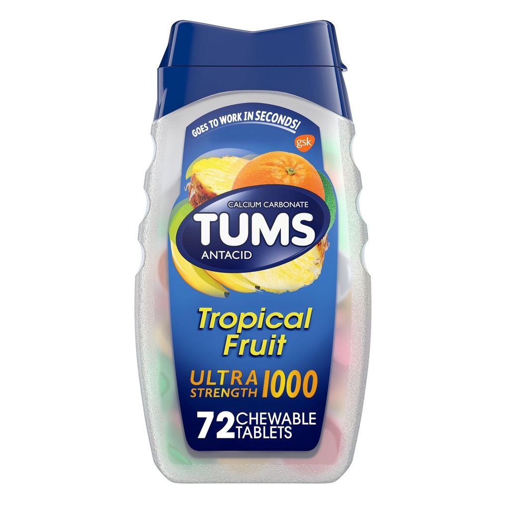 Tums Ultra 1000 최대 힘 열대 과일 - 72 Chewable 정제