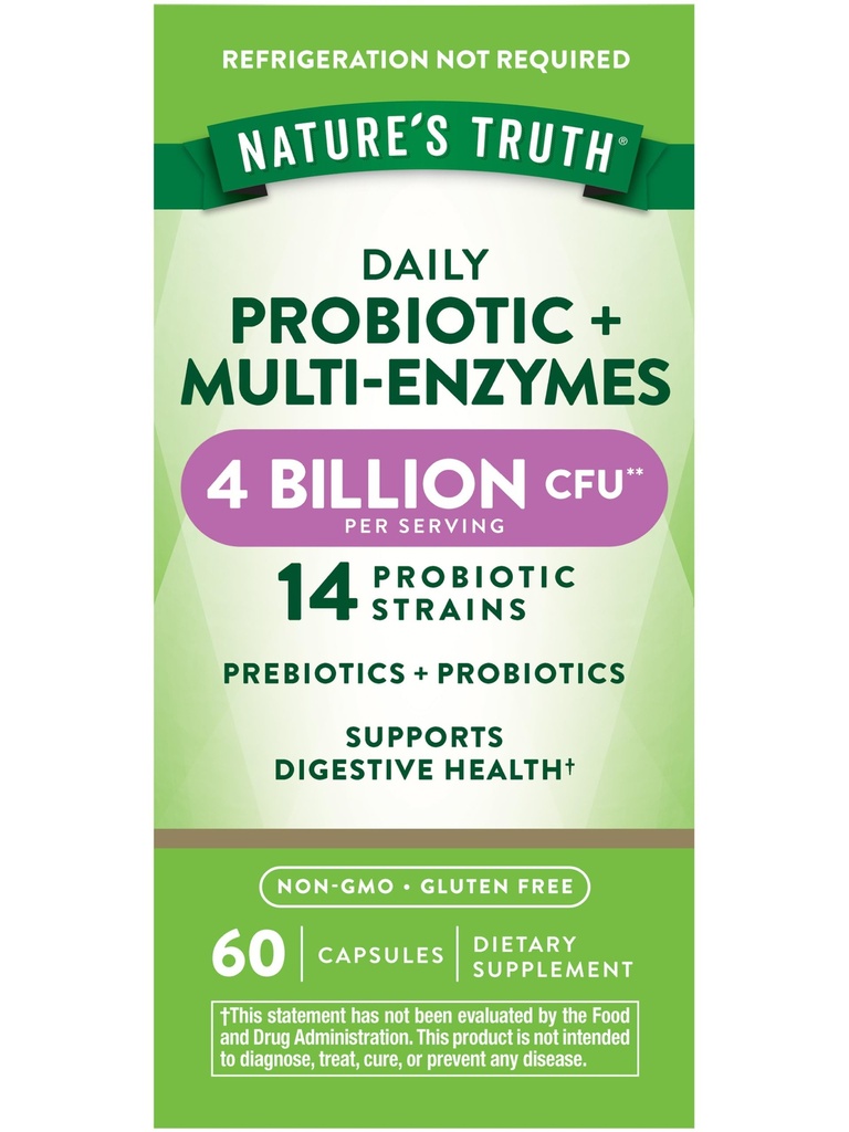 Nature's Truth Probiotics with Enzymes | 60 캡슐 | 남성과 여성용 | Non-GMO & 글루텐 무료 소화 건강 보충