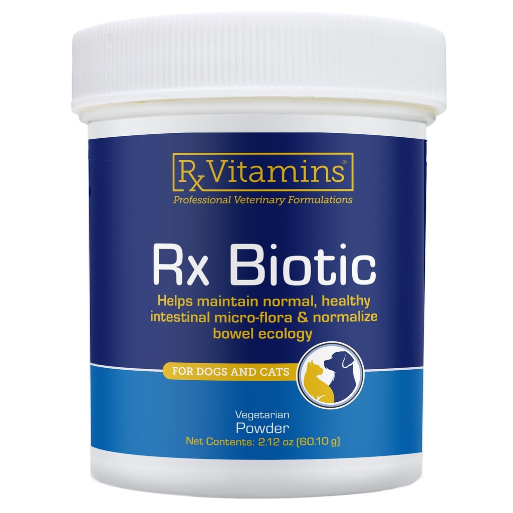 Rx 비타민 Rx Biotic - 개와 고양이를위한 Probiotic 분말 - 개 Gut 건강을위한 Cat Digestive 지원 및 Probiotic - 소화 건강을위한 개 Probiotic - 2.12oz