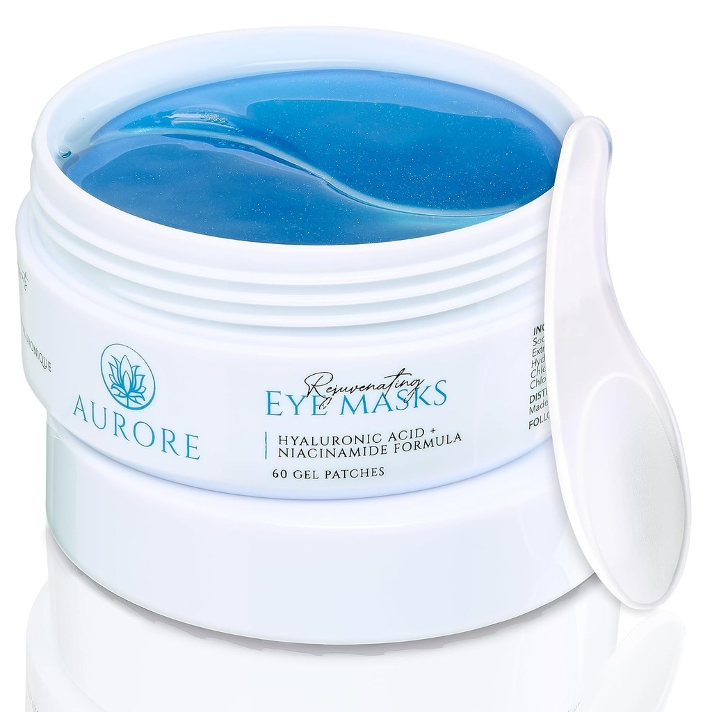 Hyaluronic 산, 교원질, Niacinamide를 가진 눈 헝겊 조각의 밑에 AURORE - 퍼피 눈, 어두운 원형, 주름, 가는 선 - Hydrating & Brightening의 30 쌍 (60의 젤 헝겊 조각) - 회춘 눈 가면
