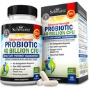 BioSchwartz 매일 Probiotic Nutritional 보충교재 - Gut 건강을 위한 40억 CFU - 남자와 여자를 위한 Probiotics - Astragalus & Lactobacillus를 가진 소화성 건강 - 선반 안정 - 60 조사