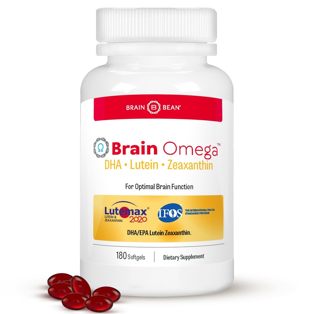 Lutein과 Zeaxanthin을 가진 뇌 오메가 - 뇌, 심장 및 눈 건강을 위한 오메가 3 보충교재 – 460 mg DHA, 90 mg EPA, Lutein 및 Zeaxanthin 보충교재 – 180 Softgels (90의 서빙)