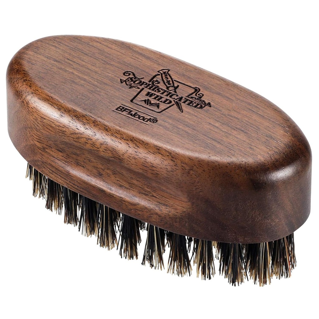 BFWood 작은 여행 Beard 브러시 - 블랙 호두 나무와 자연 Boar Bristles