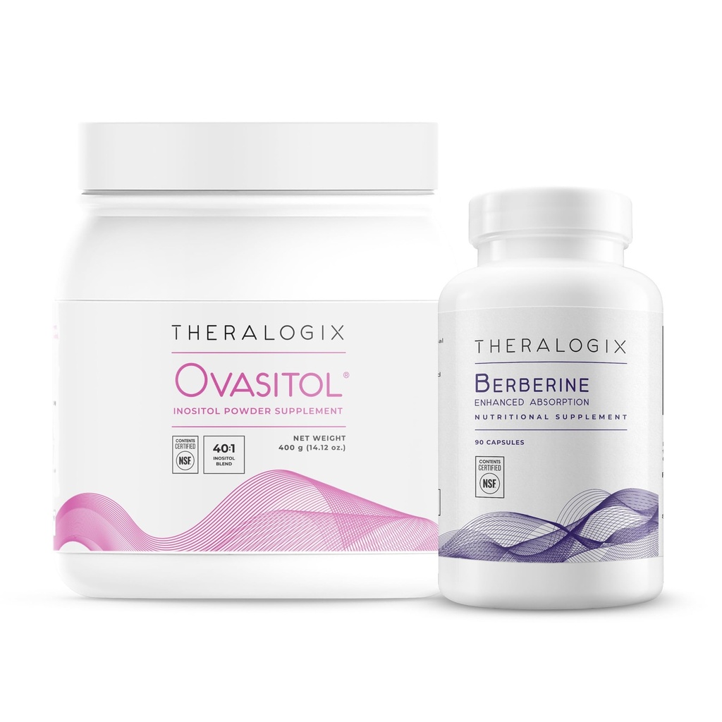 Theralogix Ovasitol Inositol Canister + Berberine 향상된 흡수 번들, 14.12 Ounce & 90 카운트 (팩 2)