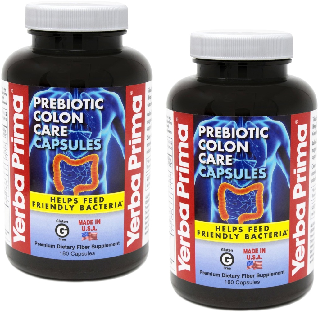 Yerba Prima Prebiotic Colon Care Capsules, Non-GMO, Keto Friendly, 180 Caps, (2 팩)