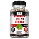 Kaya Naturals Red Panax Ginseng + Ginkgo Biloba - Nootropic Brain Supplement -인지 및 농도 지원 - 뇌 부스터, 초점 및 메모리 보충 - 60 캡슐