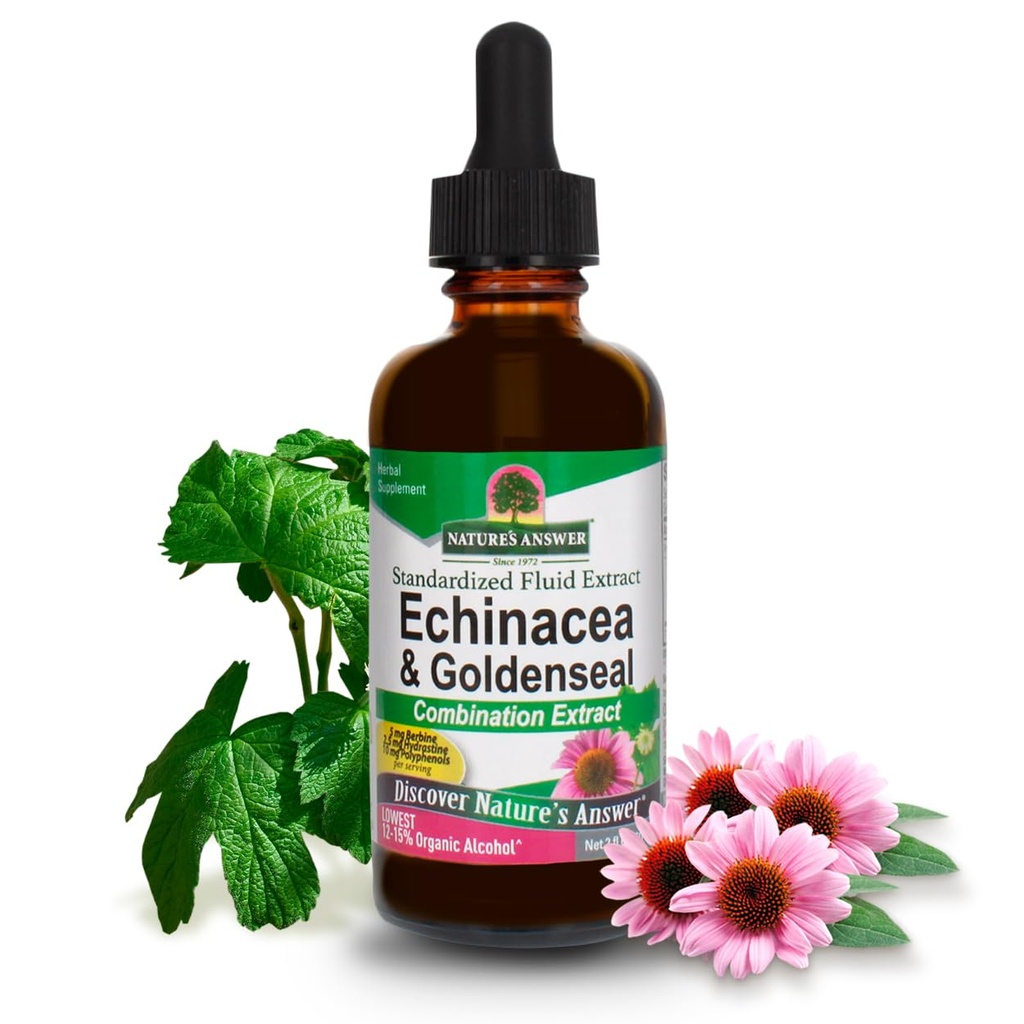 자연의 대답 Echinacea & 유기 알콜을 가진 황금, 2-Fluid Ounces