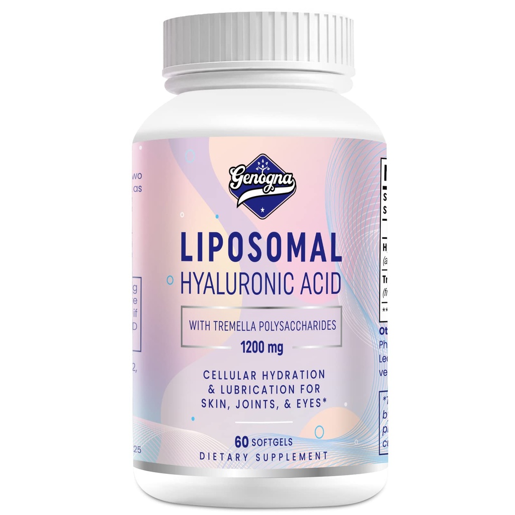 Liposomal Hyaluronic 산은 Tremella 다당류, 두 배 힘 피부 Hydration, 합동 윤활, 1Pack를 가진 1000mg-High Bioavailable 규정식 Hyaluronic 산 캡슐을 보충합니다