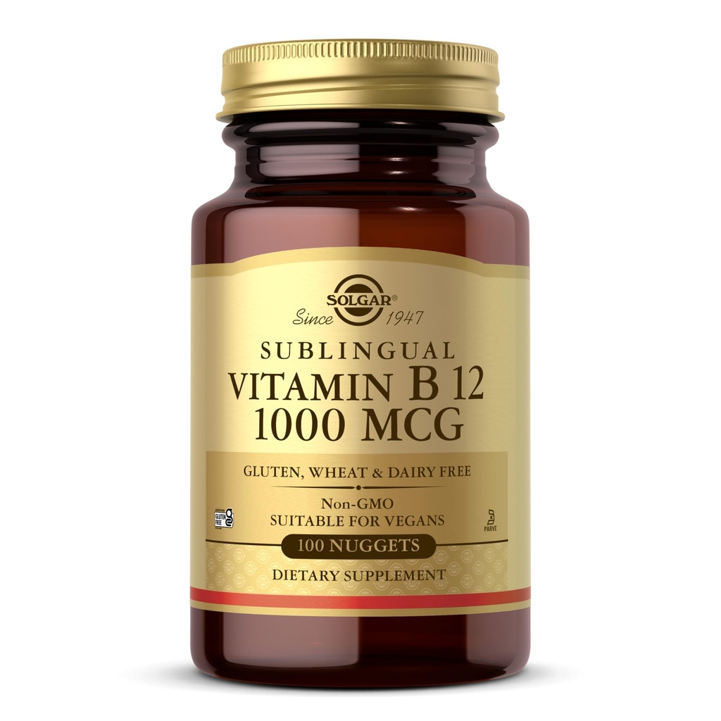 Solgar 비타민 B12 1000 mcg, 100 Nuggets - 에너지 생산, 붉은 혈액 세포 - 건강한 신경 시스템 - 심장 혈관 건강을 촉진 - 비타민 B - 비 GMO, 글루텐 무료, 고약 - 100 서빙
