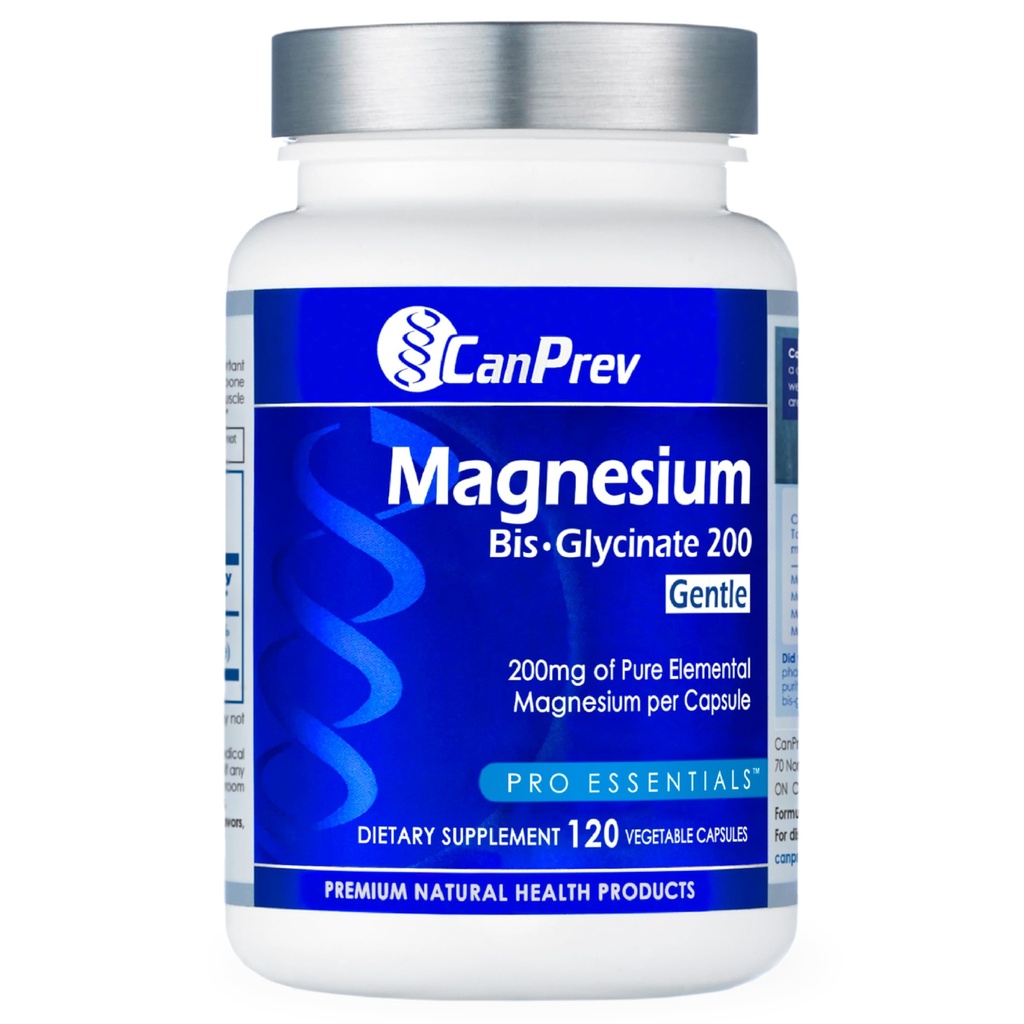 CanPrev 마그네슘 Bis-Glycinate Gentle 200mg, 120 V 모자 120 일 공급 - 순수한 성분 마그네슘 보충교재, 지원 뼈와 근육 기능, Stomach에 Gentle, 매일 마그네슘 필요를 위해 완전히 하십시오