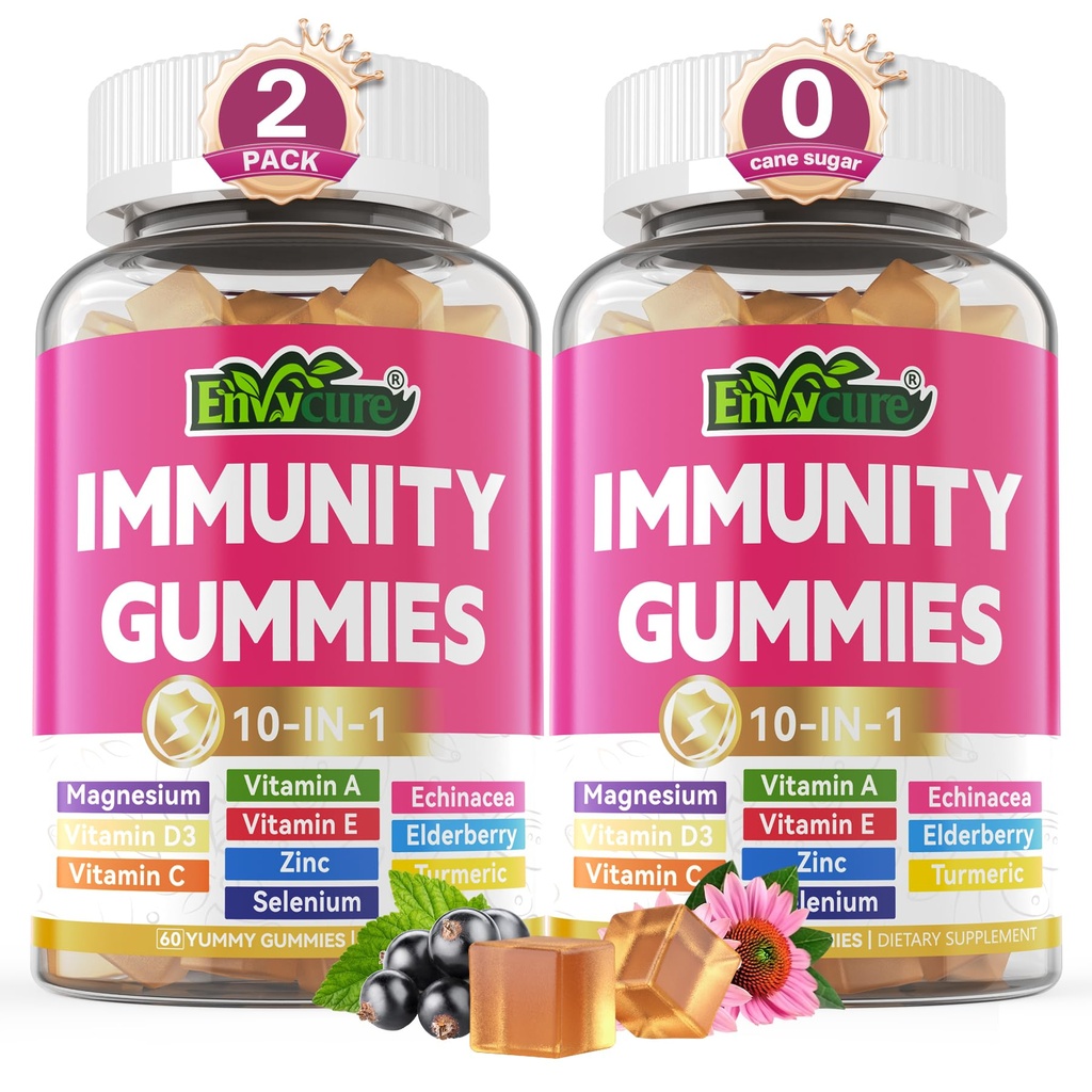 1개의 Immune 지원 보충교재 Gummies, w/Echinacea, Elderberry 비타민 C 및 아연, 셀렌, 비타민 D3 5000IU, 마그네슘, 항산화 뼈 에너지, 2 팩을 위한 매일 Immune 승압기 Multivitamin에서 10