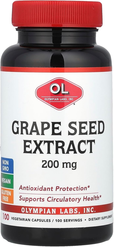 Olympian Labs 포도 씨앗 추출물, 200 mg, 100 채식 캡슐