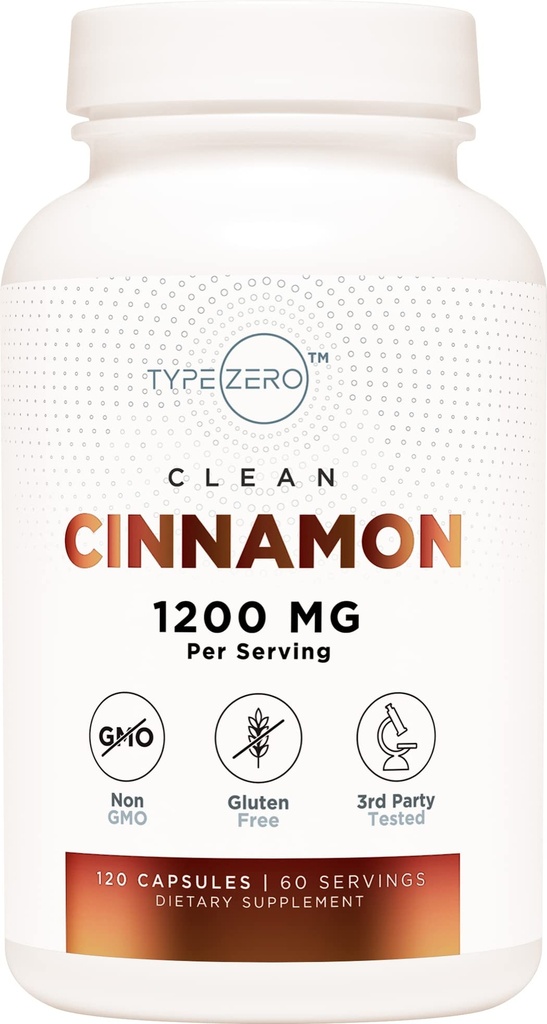 타입 Zero Ceylon Cinnamon 캡슐 (1200mg | 120 캡슐) - 자연, 비 GMO, 글루텐 무료, 유기 Cinnamon Bark 보충