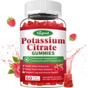 칼륨 구연산염 Gummies – 근육 건강을 위한 칼륨 보충교재, 다리 주름 기복 & Electrolyte 균형, Vegan, 비 GMO, 글루텐 자유로운, 라즈베리 풍미, 60 조사