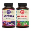 Pure Saffron Extract & Premium Berberine 번들 (각 병 1 개). 지원 계류, 에너지 부스트, 대사 기능. 미국 제작.