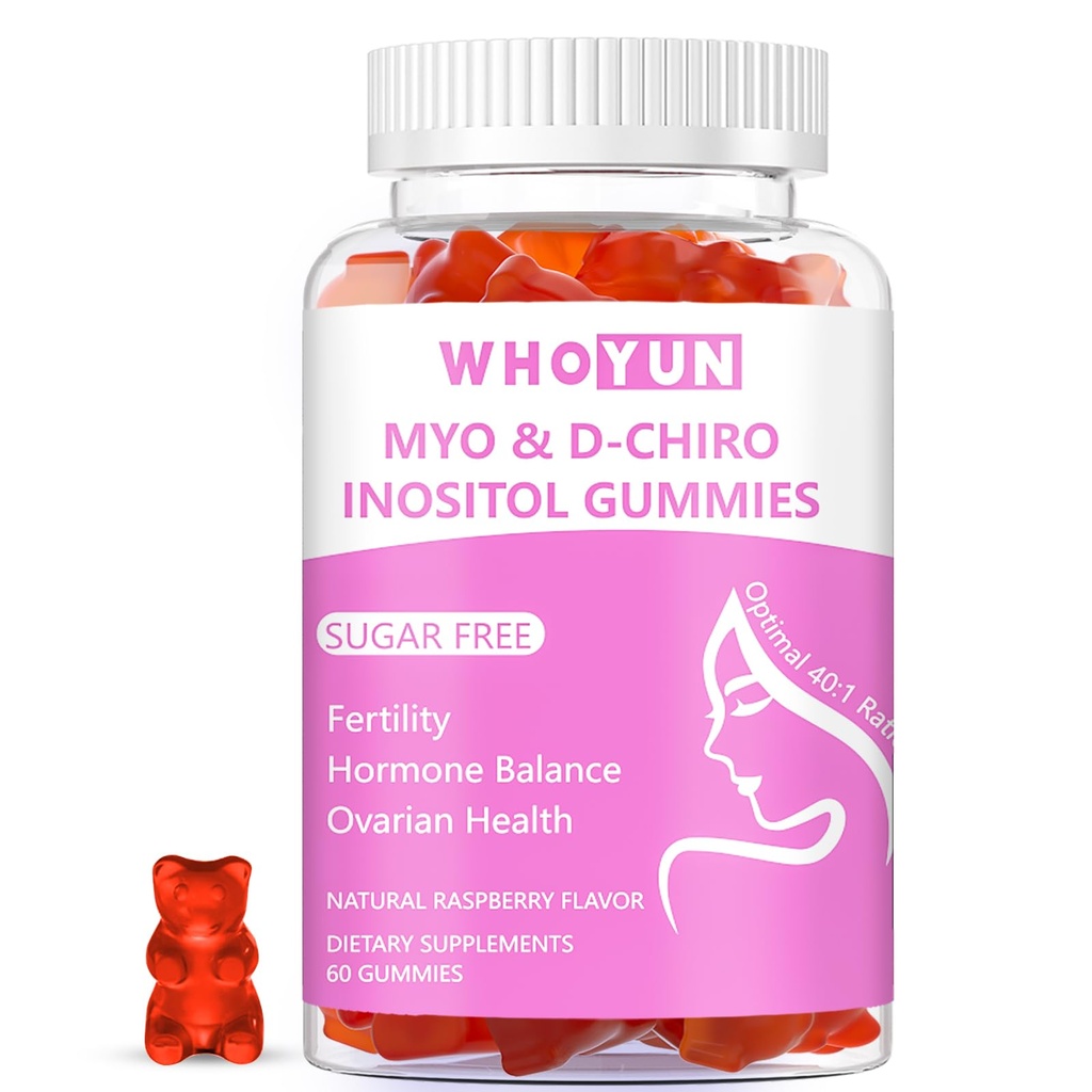 Inositol Gummies Sugar Free, Myo-Inositol & D-Chiro Inositol 40 : 여성을위한 비율 보충, 불임, 호르몬 균형, Ovarian 건강, 60 조사