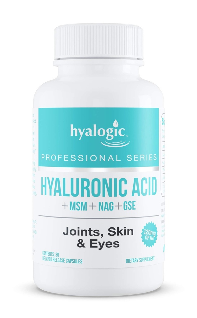 Hyalogic Hyaluronic 산 지연된 방출 캡슐 | 결합 공식 w/Glucosamine MSM | 지원 건강한 합동, 눈 및 피부 및 전반적인 몸 | 승진시키는 건강한 피부 | 120 mg | Non-GMO (30 조사)