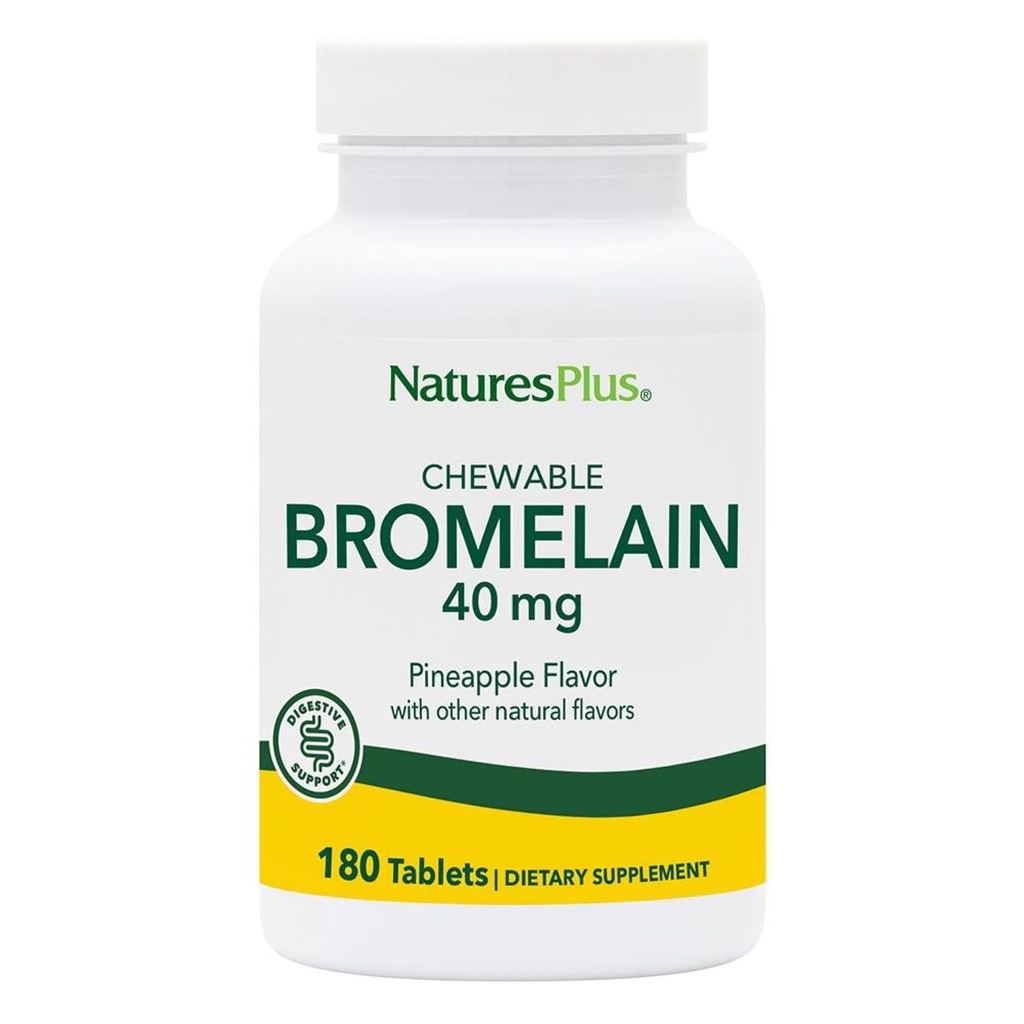 자연 플러스 Chewable Bromelain - 40 mg - 자연적인 Proteolytic 효소 보충교재 - 180 Chewable 정제 (180의 서빙)